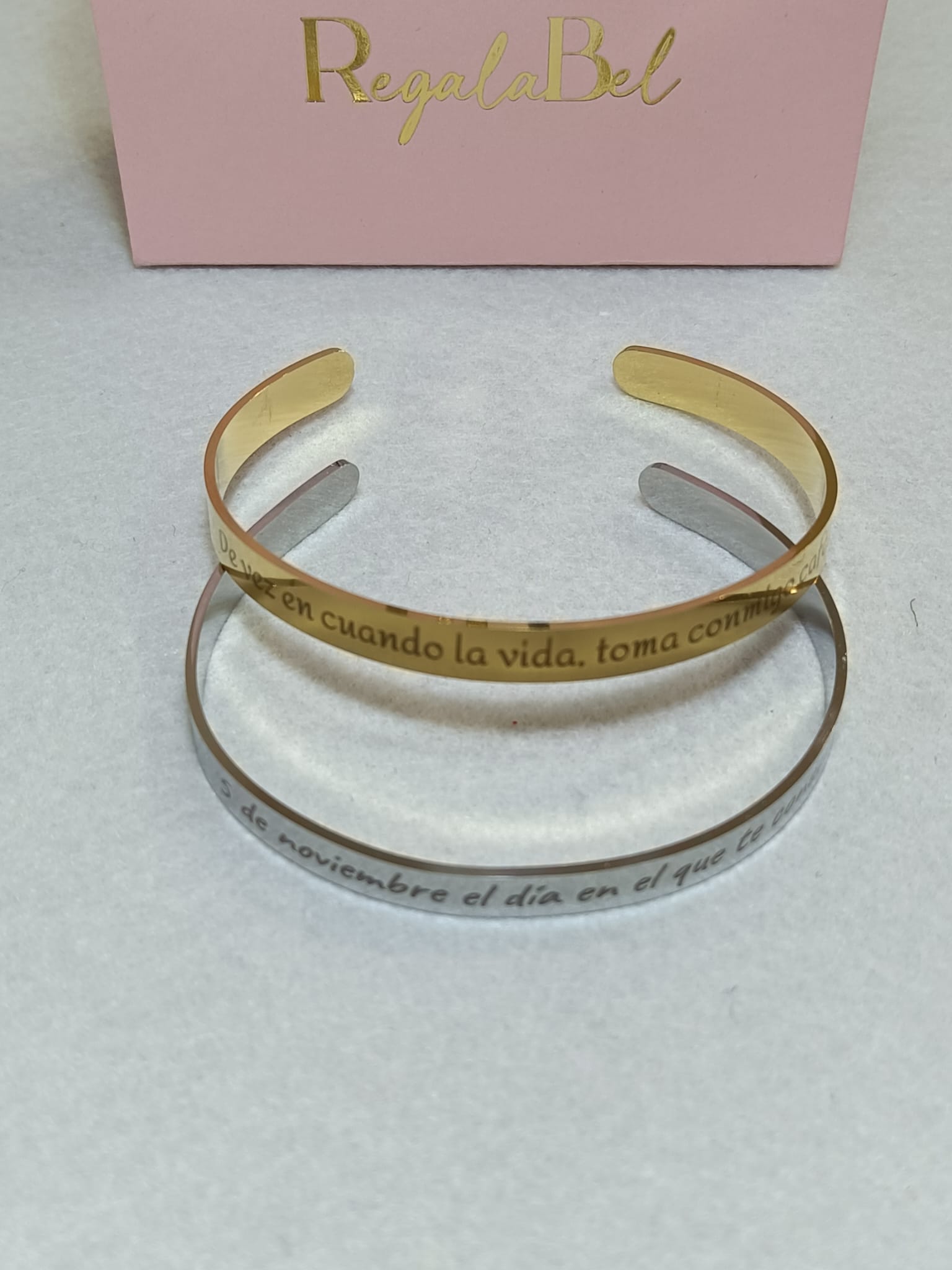 Brazalete de acero color plata y color dorado 6 MM