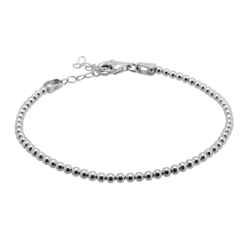 Pulsera de bolitas de Plata Rodiada o bañada en Oro - Imagen 2