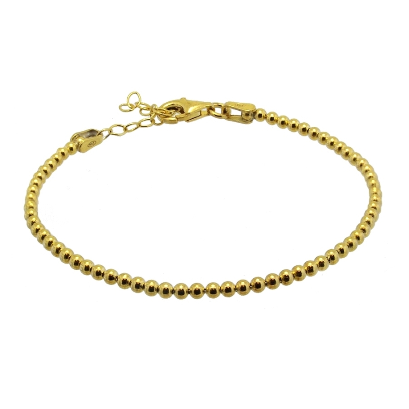 Pulsera de bolitas de Plata Rodiada o bañada en Oro