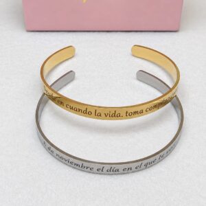 Brazalete de acero color plata y color dorado 6 MM