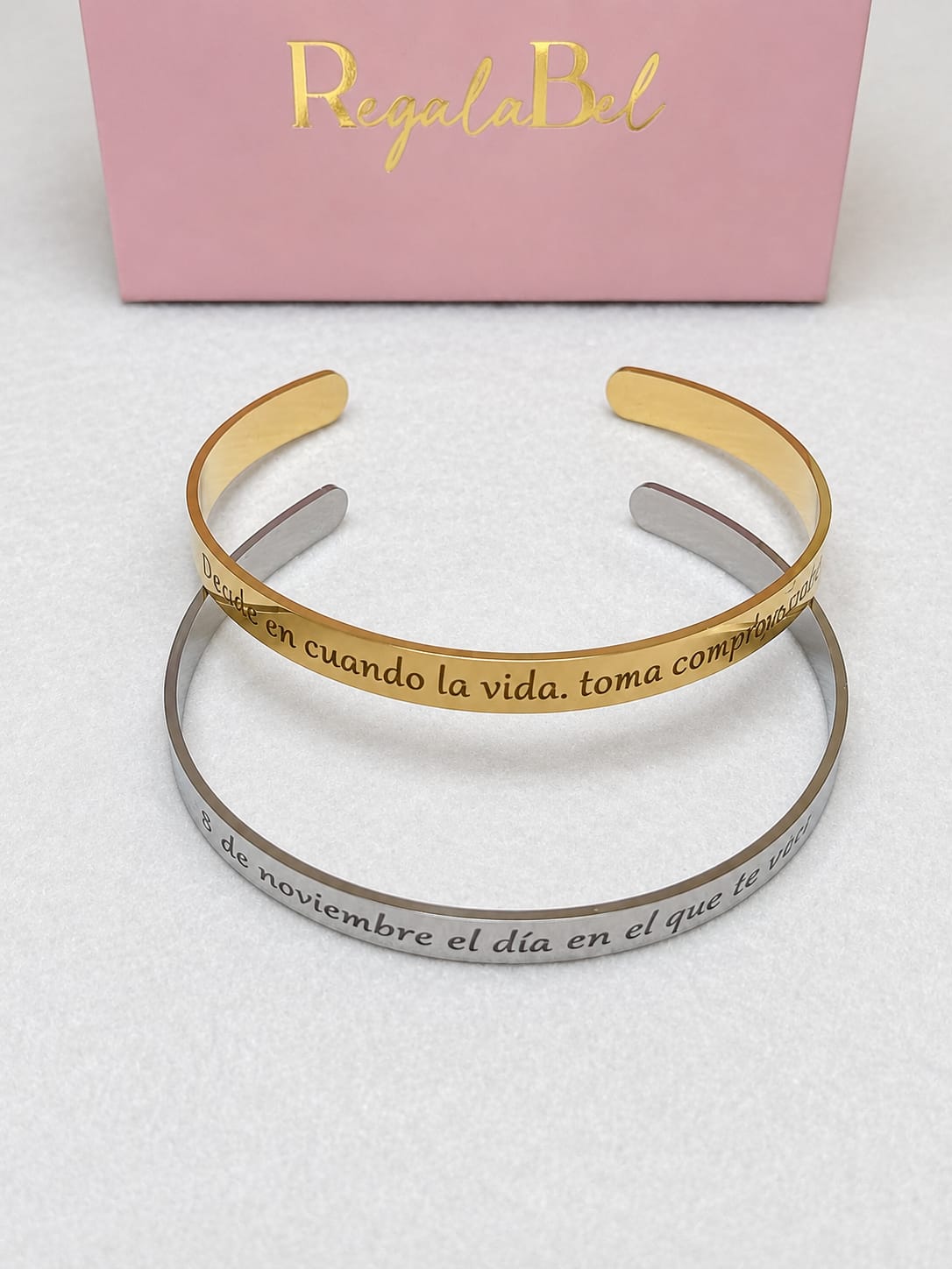 Brazalete de acero color plata y color dorado 6 MM
