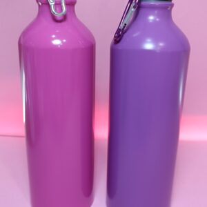 Botella de aluminio con mosquetón Fucsia y Lila 800ml