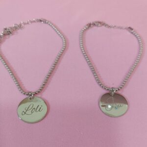 Pulsera de plata rodiada o plata chapada en oro personalizada