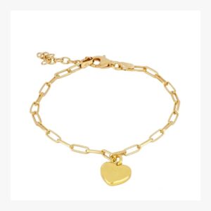 Pulsera en plata rodiada y plata bañada en oro de eslabones y corazón