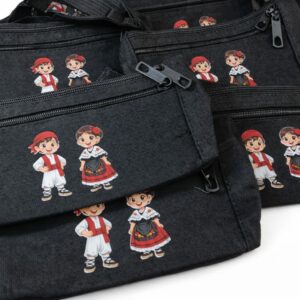 Riñonera 3 cremalleras negra. Ancho total del cinturón: 105 cm