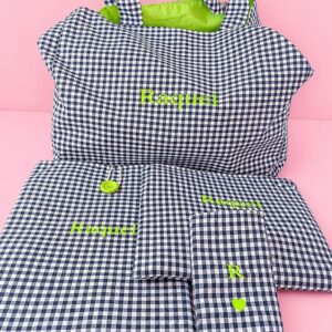 Conjunto vichy marino-verde fluor