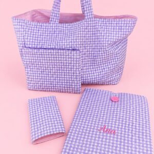 Conjunto Vichy lila-rosa