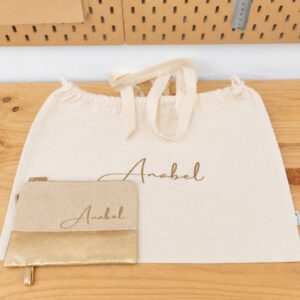 Bolso ajustable+ neceser de algodón con nombre personalizado