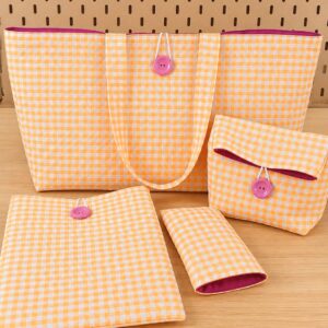 Conjunto Vichy Naranja-fucsia