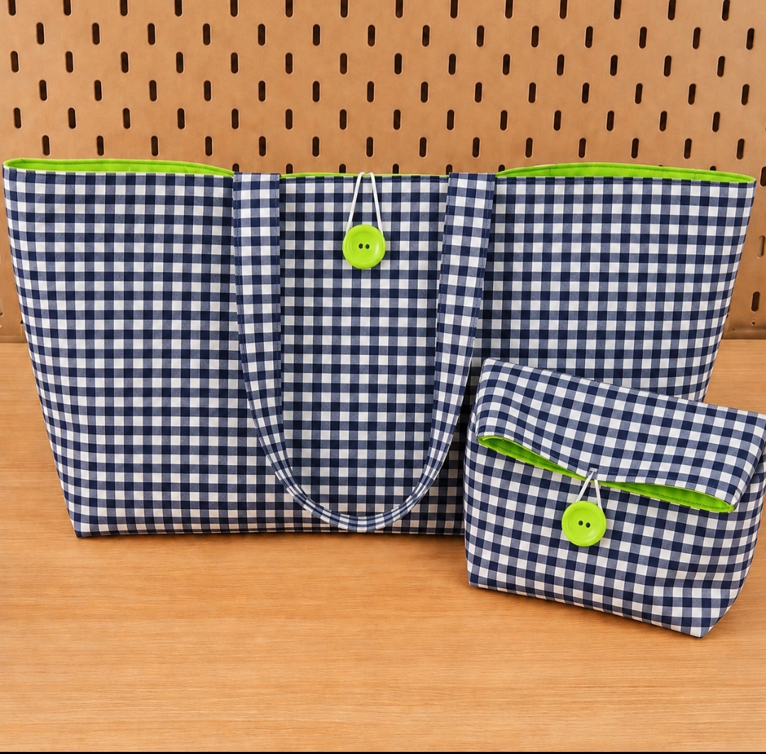 Conjunto vichy marino-verde fluor
